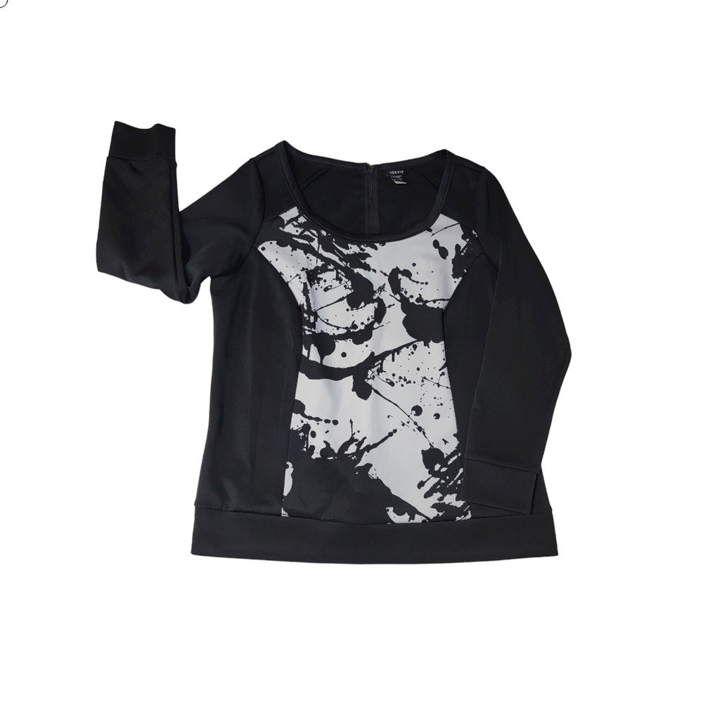 Torrid Size 2 2X  Splatter Scuba Pullover Sweatshirt Long Sleeves Black - Picture 3 of 6